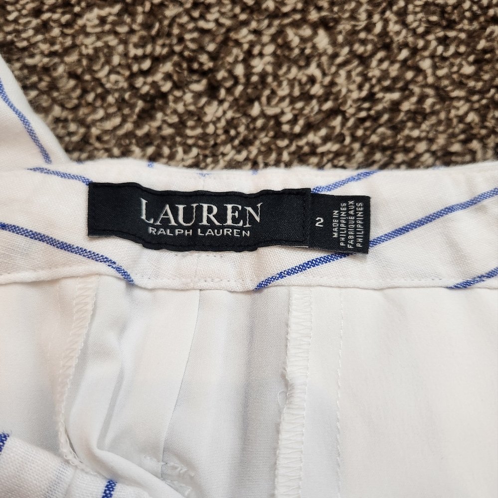 NWT LAUREN RALPH LAUREN White Belted Cropped Straight Leg Pants Size 2 - Picture 8 of 11